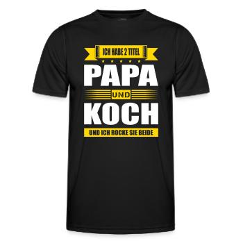 Zwei Titel Papa Und Koch Prüfung Jungkoch Beikoch - Männer Funktions-T-Shirt - Schwarz - Vorne - AI Model Male 178 dark (178cm)