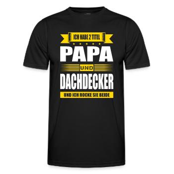 Zwei Titel Papa Und Dachdecker Geselle Meister - Männer Funktions-T-Shirt - Schwarz - Vorne - AI Model Male 178 dark (178cm)