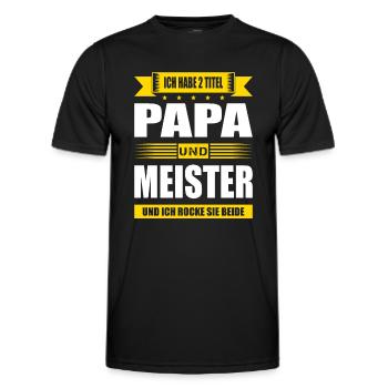 Zwei Titel Papa Und Meister Prüfung Bestanden - Männer Funktions-T-Shirt - Schwarz - Vorne - AI Model Male 178 dark (178cm)