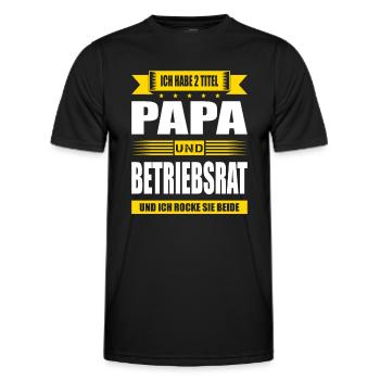 Zwei Titel Papa Und Betriebsrat Arbeit Beruf Fun - Männer Funktions-T-Shirt - Schwarz - Vorne - AI Model Male 178 dark (178cm)