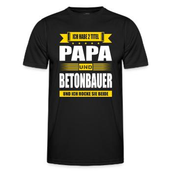 Zwei Titel Papa Und Betonbauer Plattenbau - Männer Funktions-T-Shirt - Schwarz - Vorne - AI Model Male 178 dark (178cm)