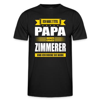 Zwei Titel Papa Und Zimmerer Geselle Meister - Männer Funktions-T-Shirt - Schwarz - Vorne - AI Model Male 178 dark (178cm)