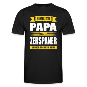 Ich Habe Zwei Titel Papa Und Zerspaner Mechaniker - Männer Funktions-T-Shirt - Schwarz - Vorne - AI Model Male 178 dark (178cm)