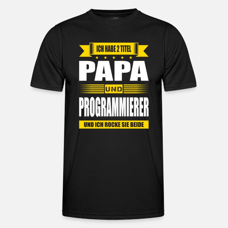 Zwei Titel Papa Und Programmierer IT Techniker Männer Funktions-T-Shirt