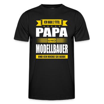 Zwei Titel Papa Und Modellbauer Spruch Modellbau - Männer Funktions-T-Shirt - Schwarz - Vorne - AI Model Male 178 dark (178cm)