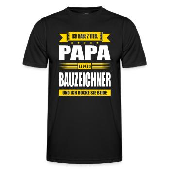Zwei Titel Papa Und Bauzeichner Abschluss Prüfung - Männer Funktions-T-Shirt - Schwarz - Vorne - AI Model Male 178 dark (178cm)