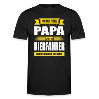 Zwei Titel Papa Und Bierfahrer Bier Lieferant - Männer Funktions-T-Shirt - Schwarz - Vorne - AI Model Male 178 dark (178cm)