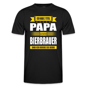 Zwei Titel Papa Und Bierbrauer Mälzer Braumeister - Männer Funktions-T-Shirt - Schwarz - Vorne - AI Model Male 178 dark (178cm)