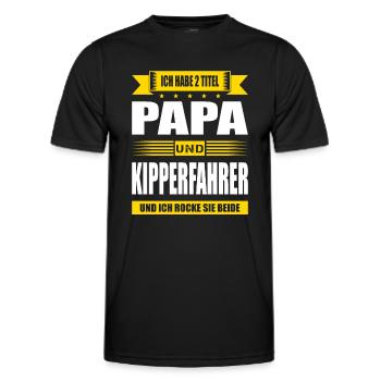 Zwei Titel Papa Und Kipperfahrer LKW-Fahrer LKW - Männer Funktions-T-Shirt - Schwarz - Vorne - AI Model Male 178 dark (178cm)