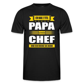 Zwei Titel Papa Und Chef Geschäftsführer - Männer Funktions-T-Shirt - Schwarz - Vorne - AI Model Male 178 dark (178cm)