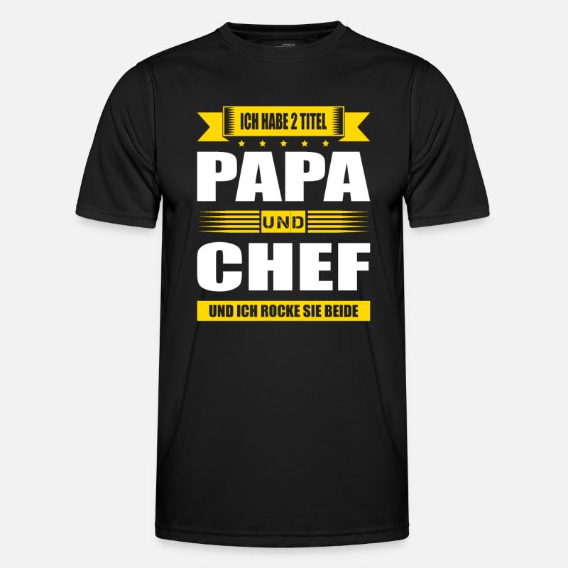 Zwei Titel Papa Und Chef Geschäftsführer Männer Funktions-T-Shirt
