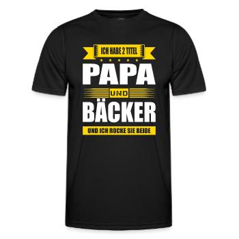 Zwei Titel Papa Und Bäcker Konditor Zuckerbäcker - Männer Funktions-T-Shirt - Schwarz - Vorne - AI Model Male 178 dark (178cm)