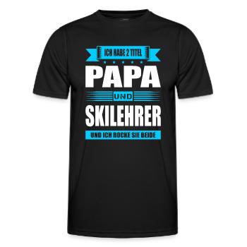 Zwei Titel Papa Und Skilehrer Ski Fahren Skifahrer - Männer Funktions-T-Shirt - Schwarz - Vorne - AI Model Male 178 dark (178cm)