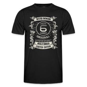 6 Hochzeitstag Seit 6 Jahren Zuckerhochzeit Ehe - Männer Funktions-T-Shirt - Schwarz - Vorne - AI Model Male 178 dark (178cm)