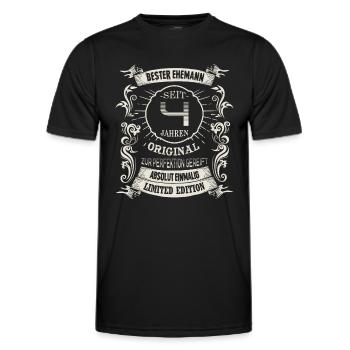 4 Hochzeitstag Seit 4 Jahren Seidene Hochzeit Ehe - Männer Funktions-T-Shirt - Schwarz - Vorne - AI Model Male 178 dark (178cm)