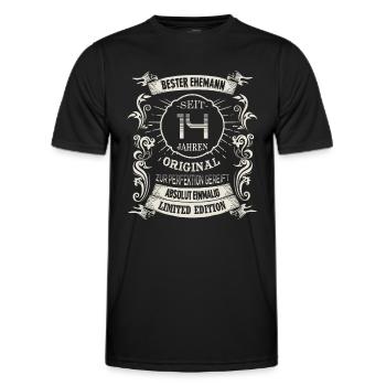 Seit 14 Jahren Hochzeitstag Elfenbeinhochzeit Ehe - Männer Funktions-T-Shirt - Schwarz - Vorne - AI Model Male 178 dark (178cm)