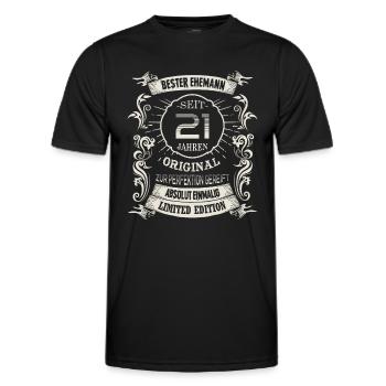 21 Hochzeitstag Seit 21 Jahren Opalhochzeit Ehe - Männer Funktions-T-Shirt - Schwarz - Vorne - AI Model Male 178 dark (178cm)