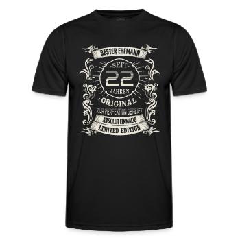 22 Hochzeitstag Seit 22 Jahren Bronzehochzeit Ehe - Männer Funktions-T-Shirt - Schwarz - Vorne - AI Model Male 178 dark (178cm)