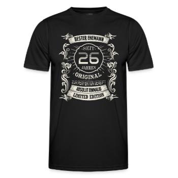 26 Hochzeitstag Seit 26 Jahren Jadehochzeit Ehe - Männer Funktions-T-Shirt - Schwarz - Vorne - AI Model Male 178 dark (178cm)