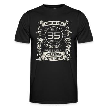Seit 35 Jahren Hochzeitstag Leinwandhochzeit Ehe - Männer Funktions-T-Shirt - Schwarz - Vorne - AI Model Male 178 dark (178cm)