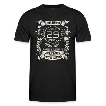 29 Hochzeitstag Seit 29 Jahren Samthochzeit Ehe - Männer Funktions-T-Shirt - Schwarz - Vorne - AI Model Male 178 dark (178cm)