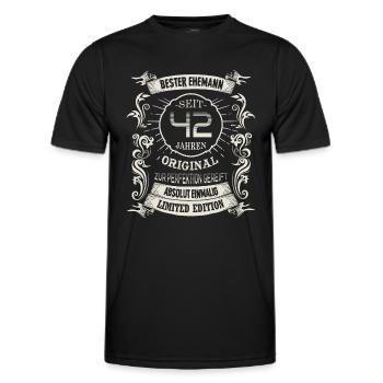 42 Hochzeitstag Seit 42 Jahren Granathochzeit Ehe - Männer Funktions-T-Shirt - Schwarz - Vorne - AI Model Male 178 dark (178cm)