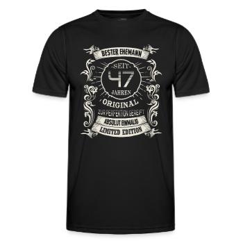 Seit 47 Jahren Hochzeitstag Kaschmirhochzeit Ehe - Männer Funktions-T-Shirt - Schwarz - Vorne - AI Model Male 178 dark (178cm)