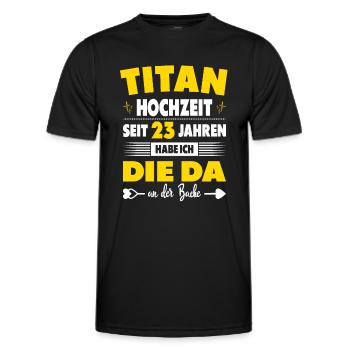 23 Hochzeitstag Paare 23 Jahre Ehe Titanhochzeit - Männer Funktions-T-Shirt - Schwarz - Vorne - AI Model Male 178 dark (178cm)
