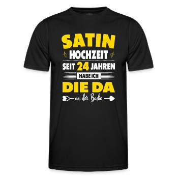 24 Hochzeitstag Paare 24 Jahre Ehe Satinhochzeit - Männer Funktions-T-Shirt - Schwarz - Vorne - AI Model Male 178 dark (178cm)