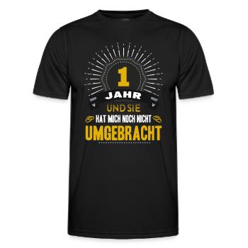 1 Hochzeitstag Mann 1 Jahr Ehe Papierhochzeit - Männer Funktions-T-Shirt - Schwarz - Vorne - AI Model Male 178 dark (178cm)