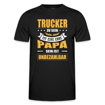 Trucker Sein Ist Eine Ehre Papa Sein Unbezahlbar - Männer Funktions-T-Shirt - Schwarz - Vorne - AI Model Male 178 dark (178cm)