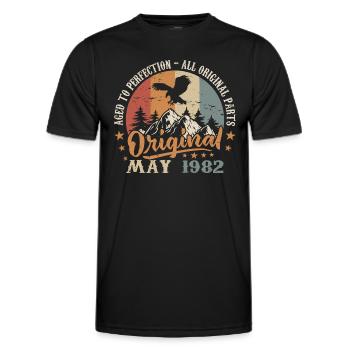 Cadeau d’anniversaire mai 1982 mai - mai 1982 - T-shirt sport Homme - noir - Devant - AI Model Male 178 dark (178cm)