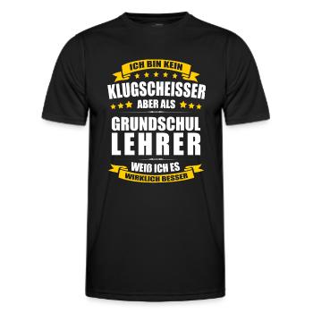 Ich Bin Kein Klugscheisser Grundschullehrer Lehrer - Männer Funktions-T-Shirt - Schwarz - Vorne - AI Model Male 178 dark (178cm)