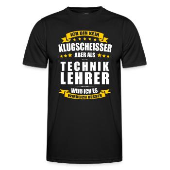 Ich Bin Kein Klugscheisser Techniklehrer Lehrer - Männer Funktions-T-Shirt - Schwarz - Vorne - AI Model Male 178 dark (178cm)