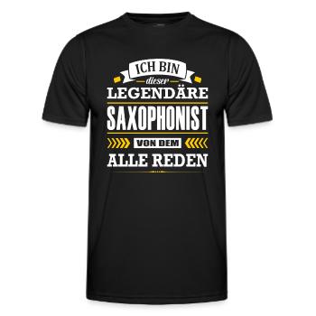 Dieser Legendäre Saxophonist Von Dem Alle Reden - Männer Funktions-T-Shirt - Schwarz - Vorne - AI Model Male 178 dark (178cm)