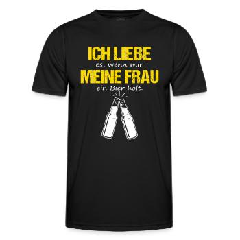 Ich Liebe Es Wenn Mir Meine Frau Ein Bier Holt - Männer Funktions-T-Shirt - Schwarz - Vorne - AI Model Male 178 dark (178cm)