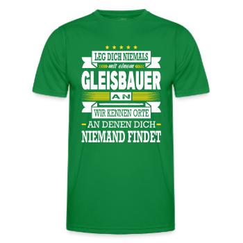 Leg Dich Niemals Mit Einem Gleisbauer An Eisenbahn - Männer Funktions-T-Shirt - Kelly Green - Vorne - AI Model Male 178 dark (178cm)