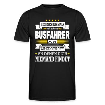 Leg Dich Niemals Mit Einem Busfahrer An Bus - Männer Funktions-T-Shirt - Schwarz - Vorne - AI Model Male 178 dark (178cm)