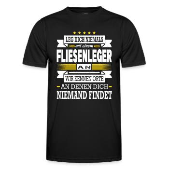 Leg Dich Niemals Mit Einem Fliesenleger An Meister - Männer Funktions-T-Shirt - Schwarz - Vorne - AI Model Male 178 dark (178cm)