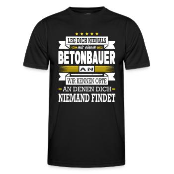 Leg Dich Niemals Mit Einem Betonbauer An Betonbau - Männer Funktions-T-Shirt - Schwarz - Vorne - AI Model Male 178 dark (178cm)