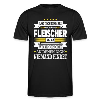 Leg Dich Niemals Mit Einem Fleischer An Meister - Männer Funktions-T-Shirt - Schwarz - Vorne - AI Model Male 178 dark (178cm)