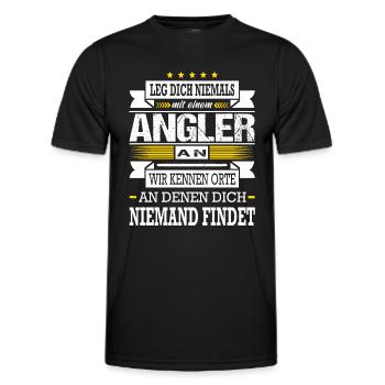 Leg Dich Niemals Mit Einem Angler An Angeln - Männer Funktions-T-Shirt - Schwarz - Vorne - AI Model Male 178 dark (178cm)