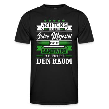 Achtung Seine Majestät Der Landwirt Bauer - Männer Funktions-T-Shirt - Schwarz - Vorne - AI Model Male 178 dark (178cm)