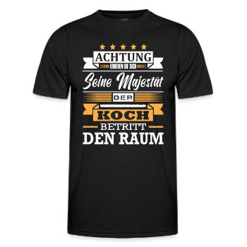 Achtung Seine Majestät Der Koch Betritt Den Raum - Männer Funktions-T-Shirt - Schwarz - Vorne - AI Model Male 178 dark (178cm)