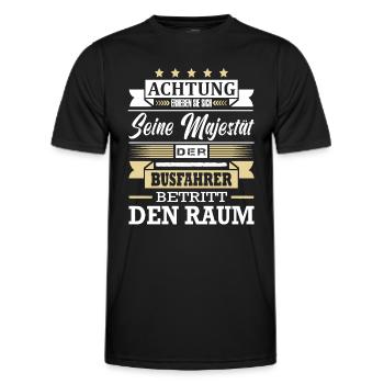 Achtung Seine Majestät Der Busfahrer Bus Fernbus - Männer Funktions-T-Shirt - Schwarz - Vorne - AI Model Male 178 dark (178cm)