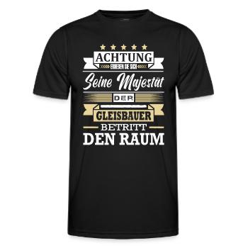 Achtung Seine Majestät Der Gleisbauer Gleisbau - Männer Funktions-T-Shirt - Schwarz - Vorne - AI Model Male 178 dark (178cm)