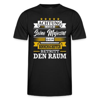 Achtung Seine Majestät Der Binnenschiffer Kapitän - Männer Funktions-T-Shirt - Schwarz - Vorne - AI Model Male 178 dark (178cm)