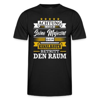 Achtung Seine Majestät Der Kanalbauer Kanalbau - Männer Funktions-T-Shirt - Schwarz - Vorne - AI Model Male 178 dark (178cm)