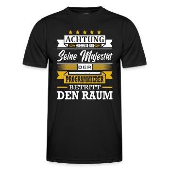 Achtung Seine Majestät Der Programmierer Spruch IT - Männer Funktions-T-Shirt - Schwarz - Vorne - AI Model Male 178 dark (178cm)