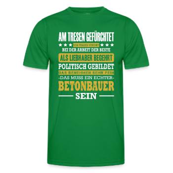 Betonbauer Spruch Stahlbetonbauer Plattenbauer - Männer Funktions-T-Shirt - Kelly Green - Vorne - AI Model Male 178 dark (178cm)